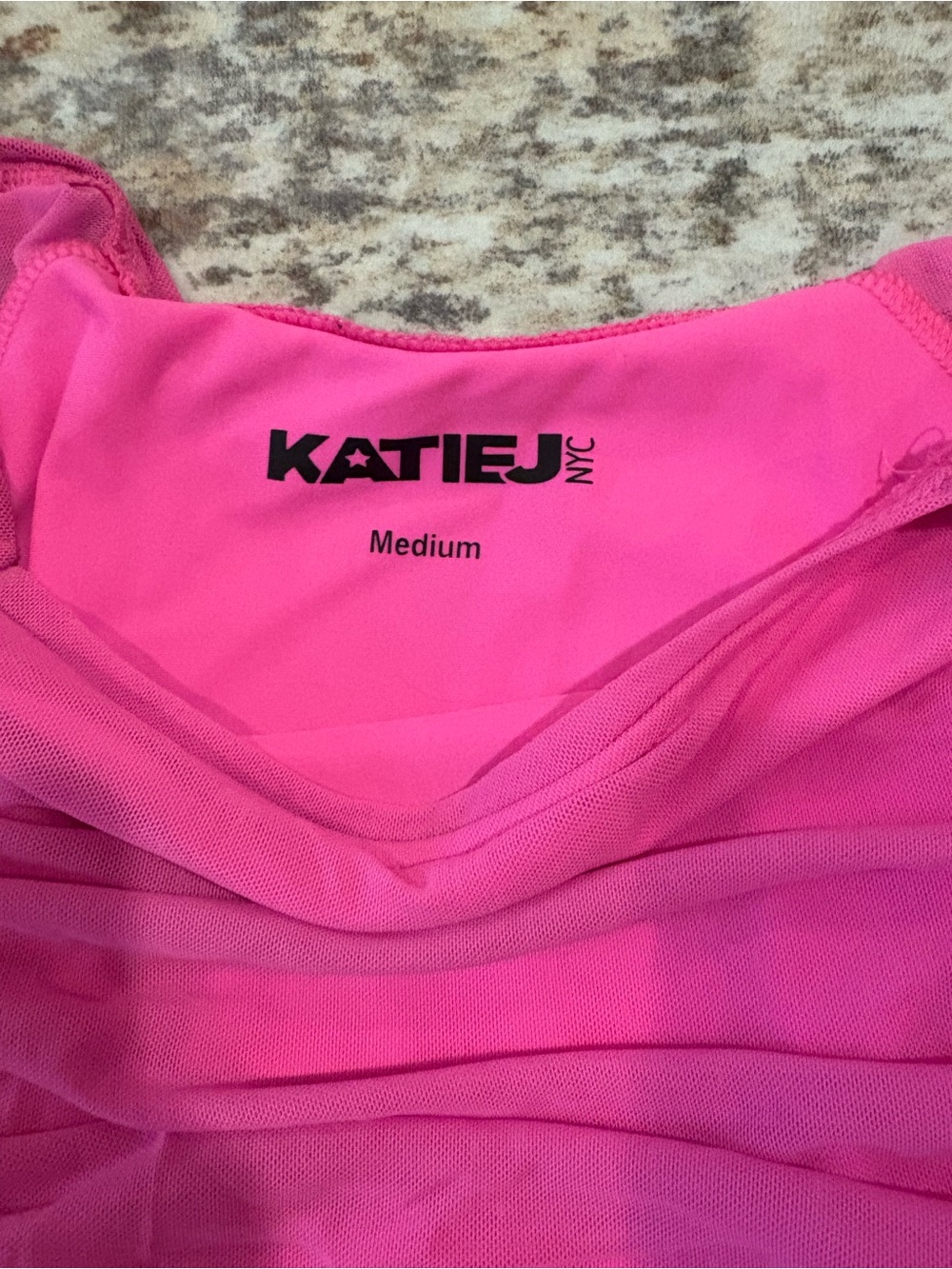 Katie J NYC Hot Pink Off-Shoulder Ruched Mini Dress - Picture 3 of 3